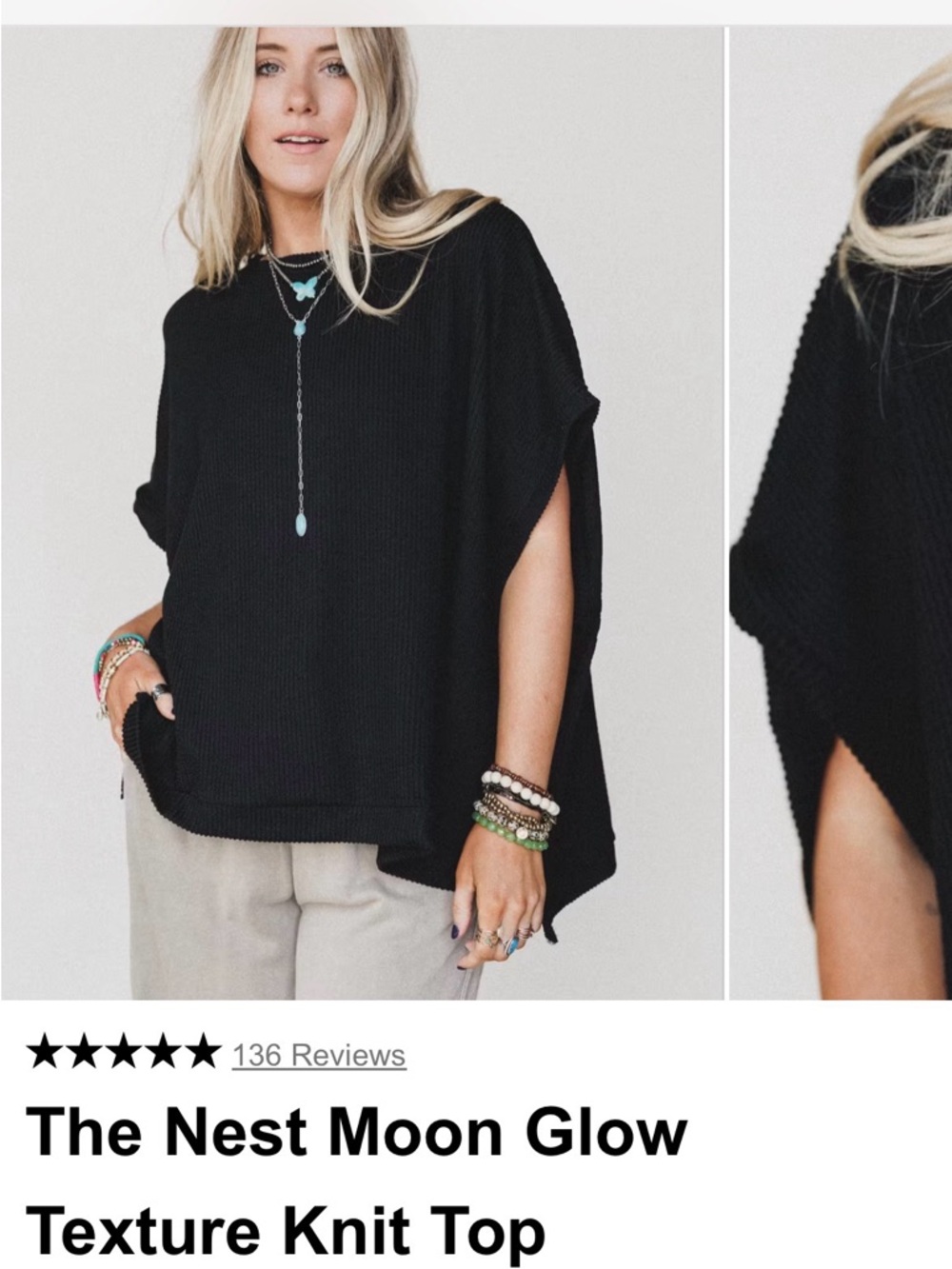 Zenana Outfitters Black Knit Poncho Top